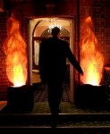 Flame lights entrance